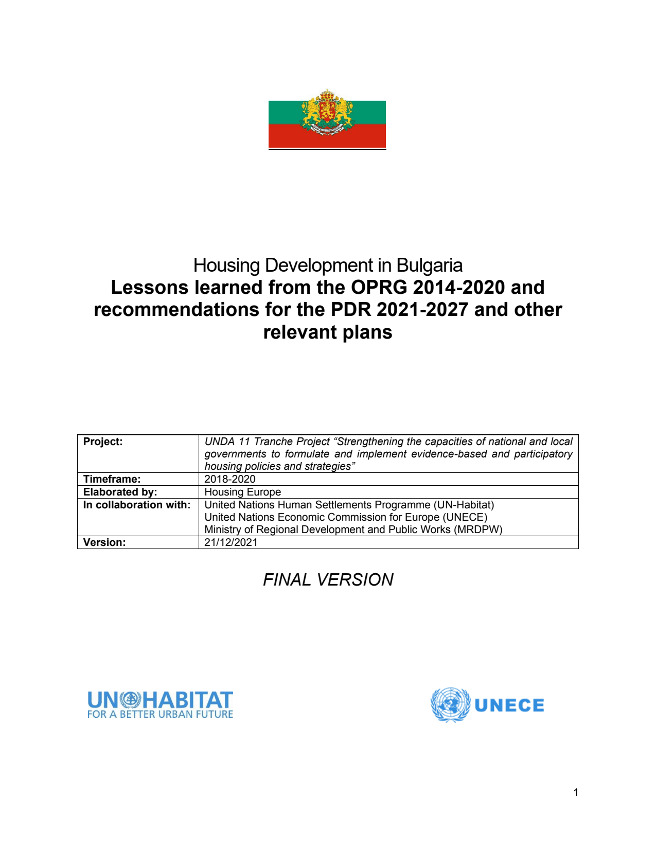 Housing Development in Bulgaria – Learning from 2014-2020 to Take a Step Further in 2021-2027