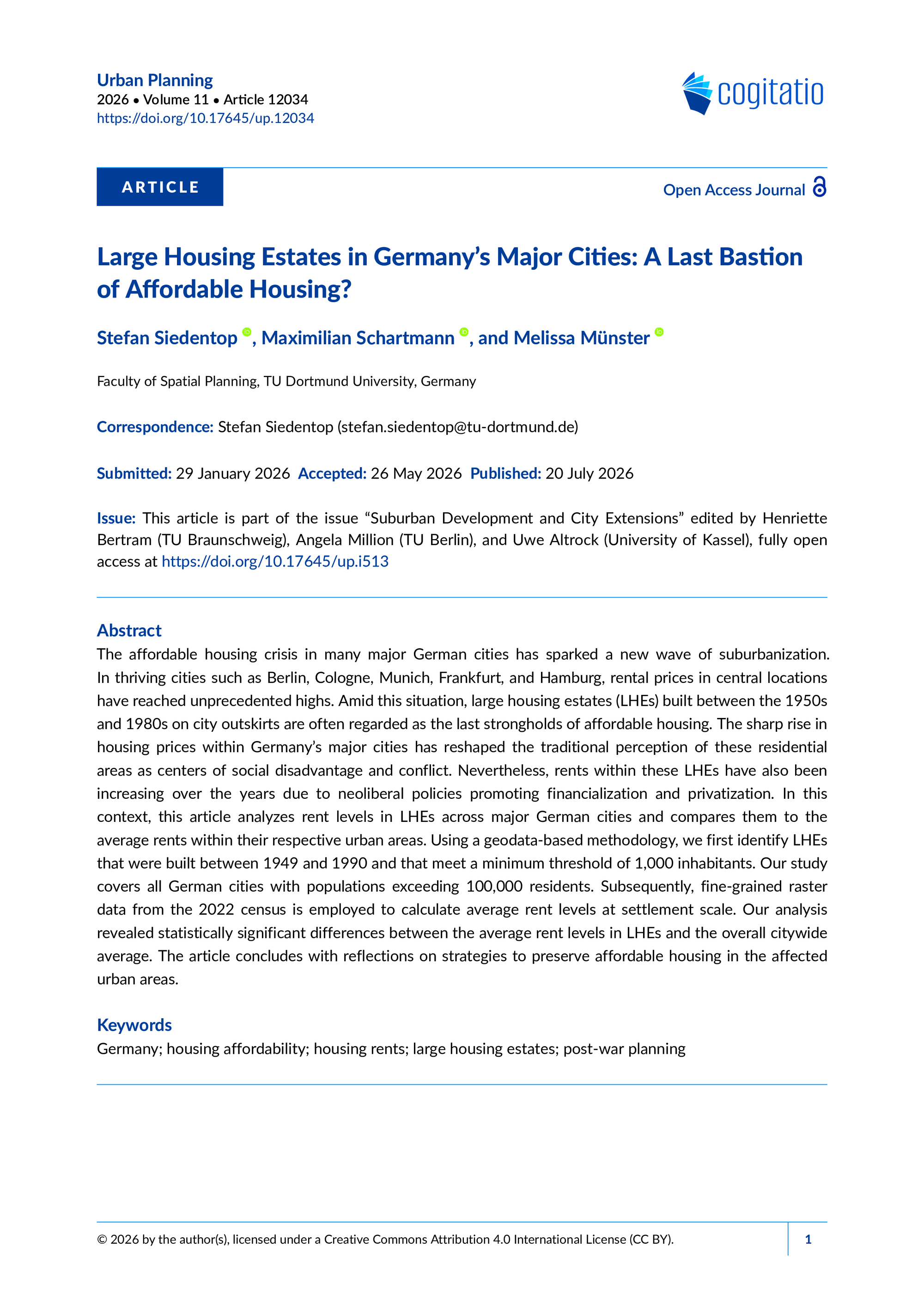 Large Housing Estates in Germany's Major Cities: A Last Bastion of Affordable Housing?