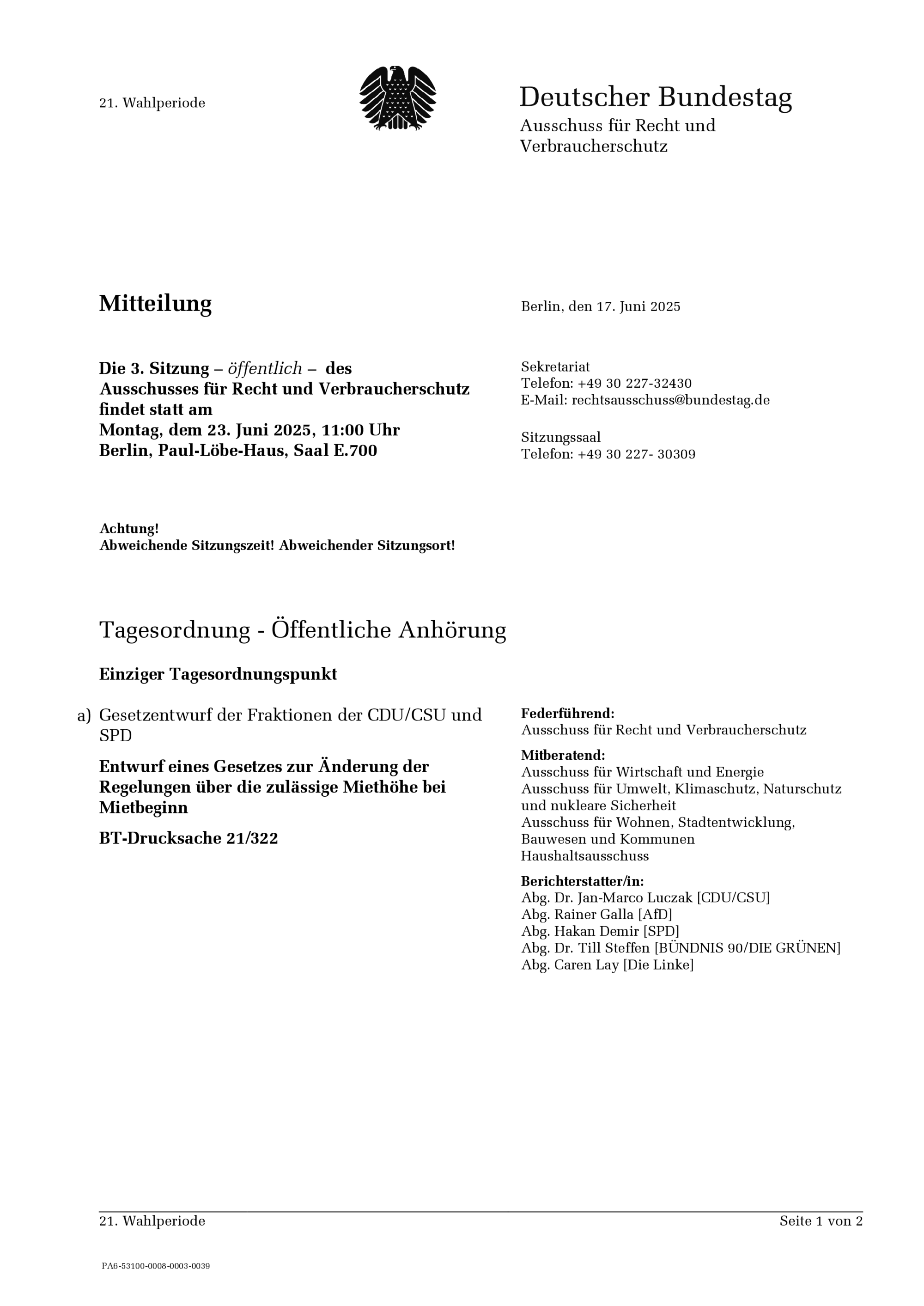 Bundestag: Mietpreisbremse verlängert