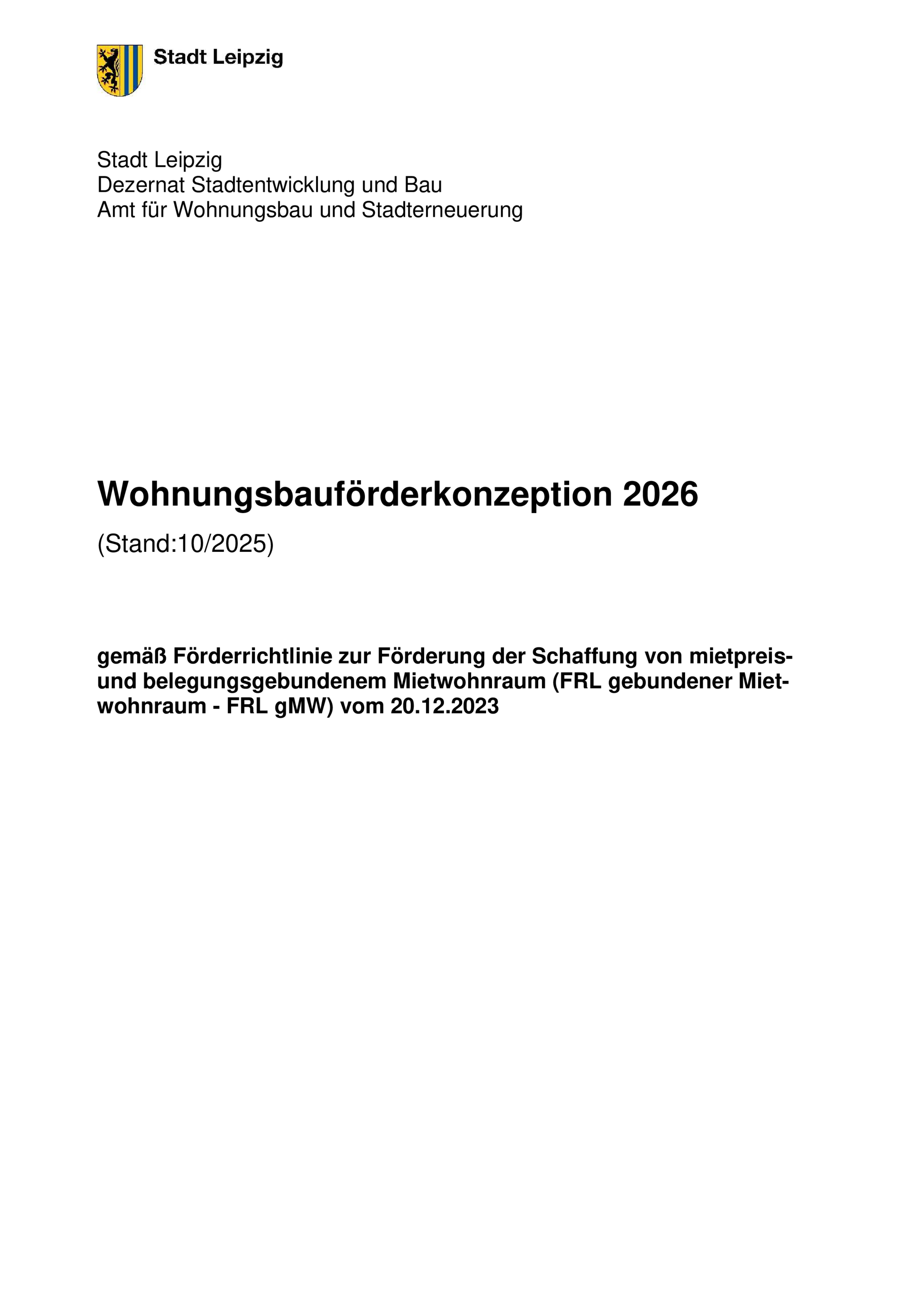 Wohnungsbauförderkonzeption 2026